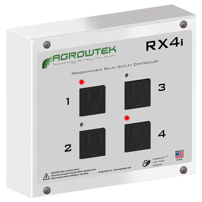 Agrowtek RX4i Digital Intelligent Quad Outlet Relay With 120V 15A 6ft 14AWG Power Cord Kit