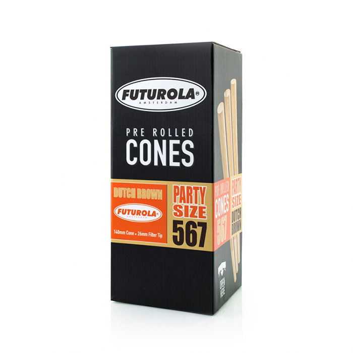 Futurola Party Size 140/26 Dutch Brown Pre-Rolled Cone with Non-Printed Tip - Case of 3402