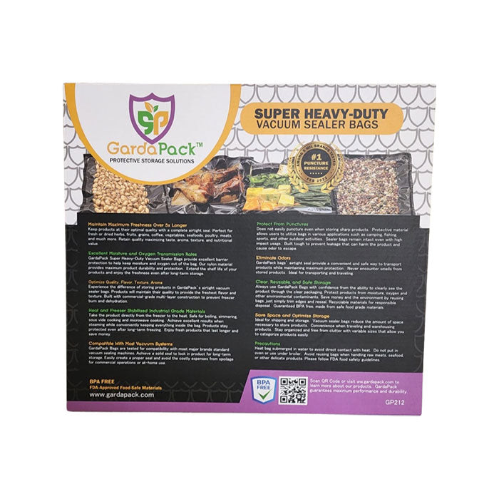 GardaPack Vacuum Seal Bag, Black and Clear, 11 in. x 24 in., Pack of 50