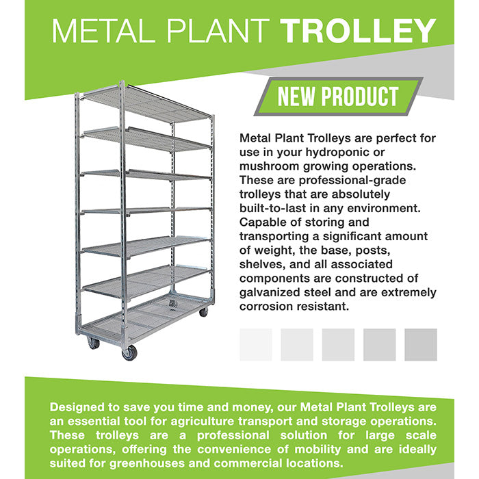 DL Wholesale Mobile Metal Plant Trolley With 4 Casters, Galvanized Steel, 59 Inch x 22 Inch x 88 Inch