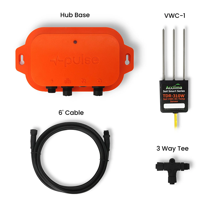 Pulse Hub Environmental & Soil Monitor Starter Kit With VWC-1 Soil Moisture, EC & Temp Sensor