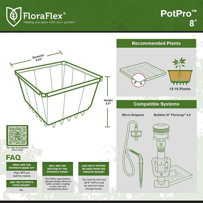 FloraFlex PotPro Pot, 8 Inch, Short, 1 Gallon