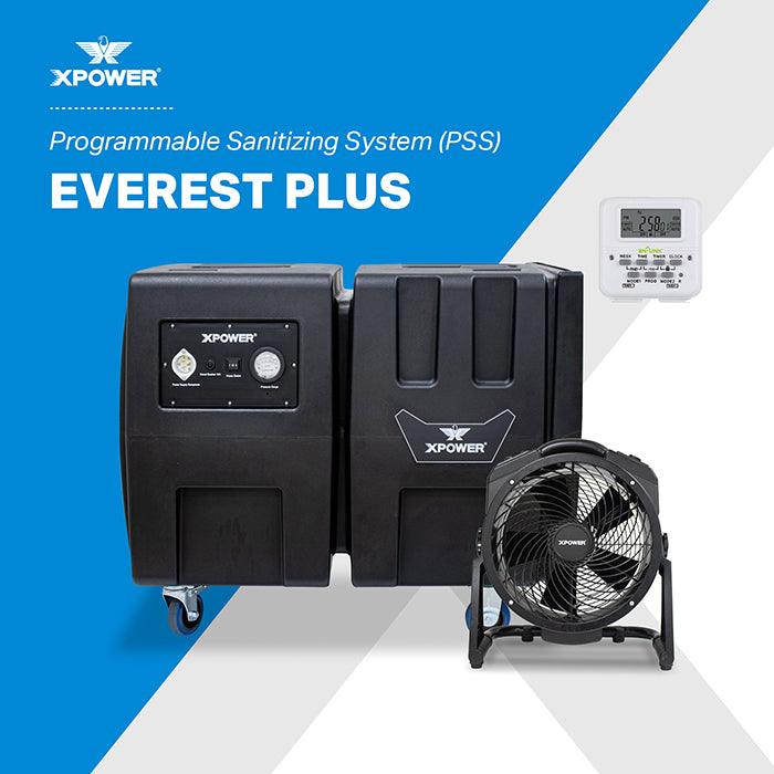 XPOWER Everest PLUS Programmable Sanitizing System, 2000 CFM HEPA Air Purifier + Ozone Generator + Digital Timer