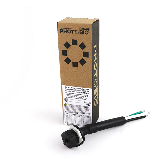 PHOTOBIO AC Female Panel Mount, 6 in. Pigtail, 10AWG