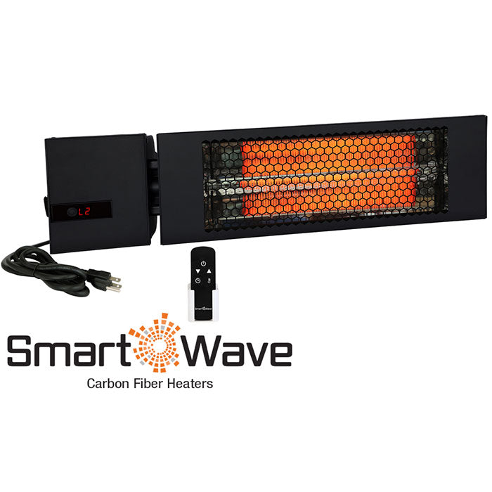 King Electric 24 Inch RK SmartWave Radiant Single Lamp 1500 Watt Heater with Remote, Black - 120 Volt
