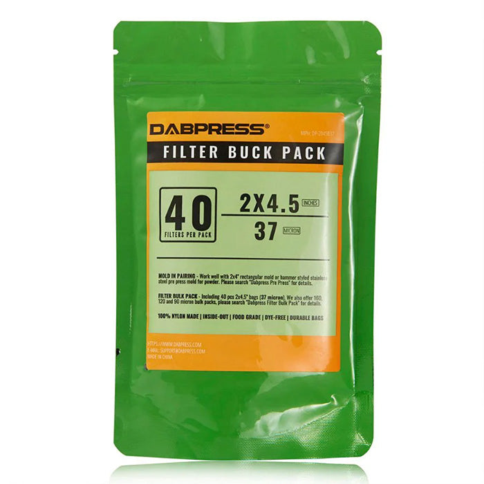 Dabpress 2" x 4.5" Rosin Bag, 37 Micron, Pack of 40