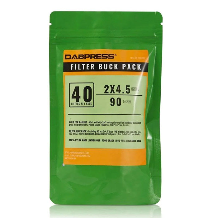 Dabpress 2" x 4.5" Rosin Bag, 90 Micron, Pack of 40