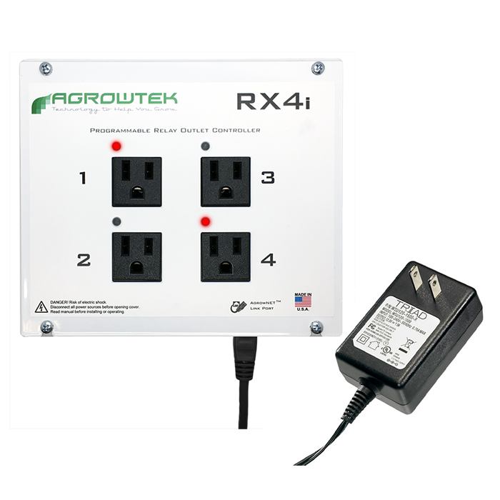 Agrowtek RX4i Digital Intelligent Quad Outlet Relay With 120V 15A 6ft 14AWG Power Cord Kit