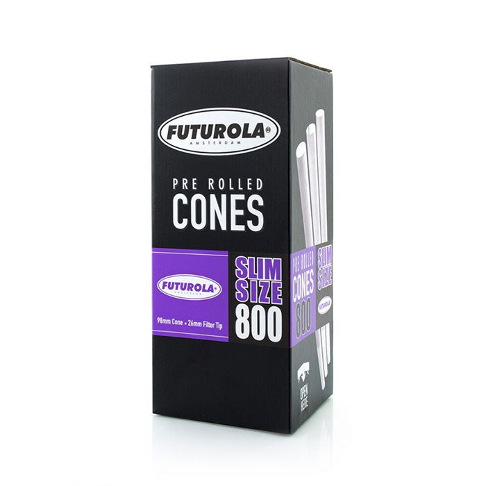 Futurola Slim Size 98/26 Classic White Pre-Rolled Cone with Non-Printed Tip - Case of 4800