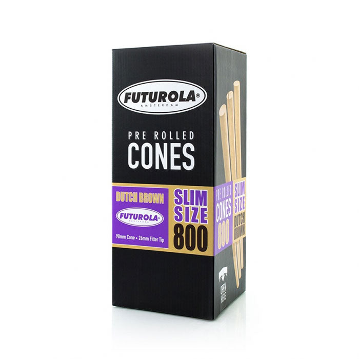 Futurola Slim Size 98/26 Dutch Brown Pre-Rolled Cone with Futurola Tip - Case of 4800