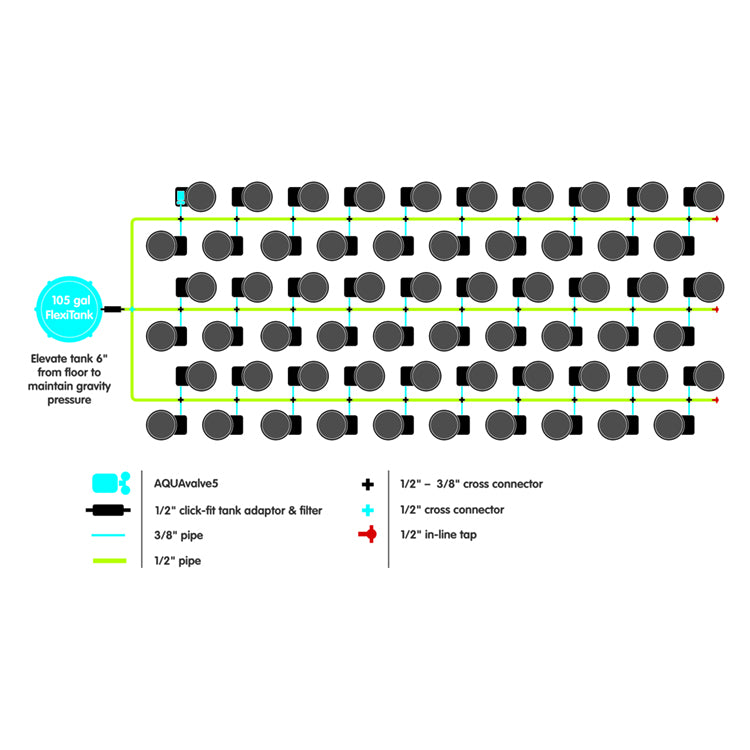 Autopot 60 Pot XL Watering System with 6.6 Gallon Pots, 105 Gallon Pro FlexiTank