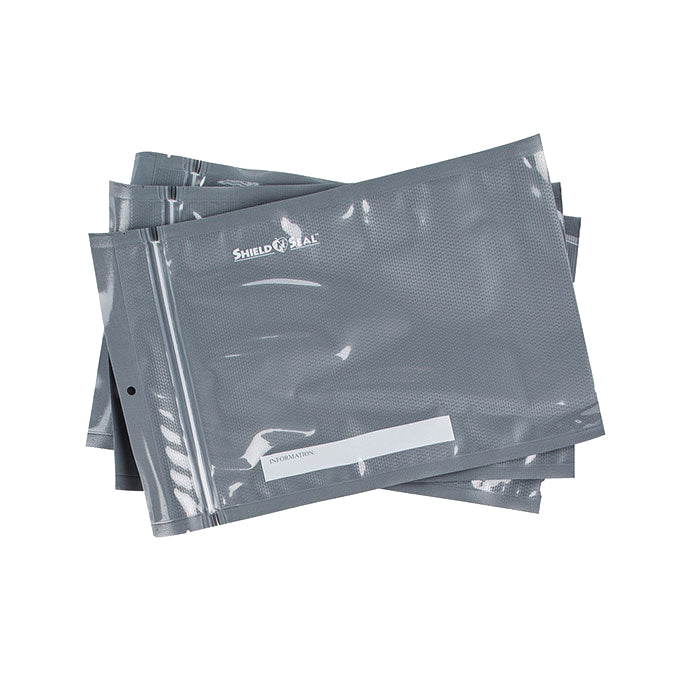 Shield N Seal 1000 Pre-cut Vacuum Seal Bags with Zipper, Clear and Black, 8 in. x 12 in., Pack of 50