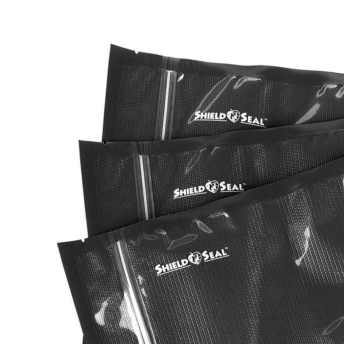 Shield N Seal 1200 Pre-cut Vacuum Seal Bags with Zipper, Clear and Black, 11 in. x 23 in., Pack of 50