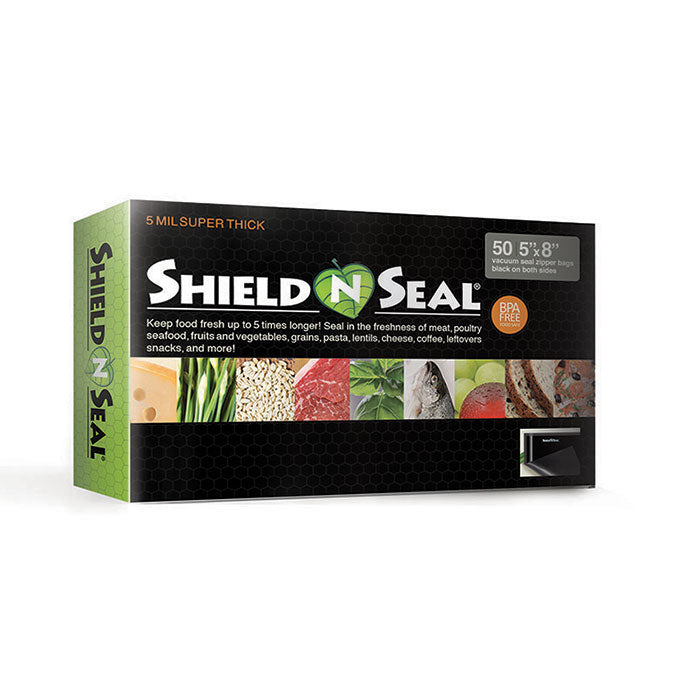 Shield N Seal 1700 Pre-cut Vacuum Seal Bags with Zipper, Black, 5 in. x 8 in., Pack of 50