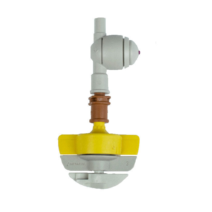 Netafim SpinNet Sprinkler Head with Check Valve, Brown Mist, Yellow Body, Grey Spinner with Check Valve, 23.4 GPH - Pack of 25 (03552000090L-B)