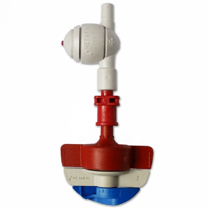 Netafim SpinNet Sprinkler Head with Check Valve, Red Mist, Red Body, Blue Spinner with Check Valve, 18.4 GPH - Pack of 25 (0355120070BL-B)