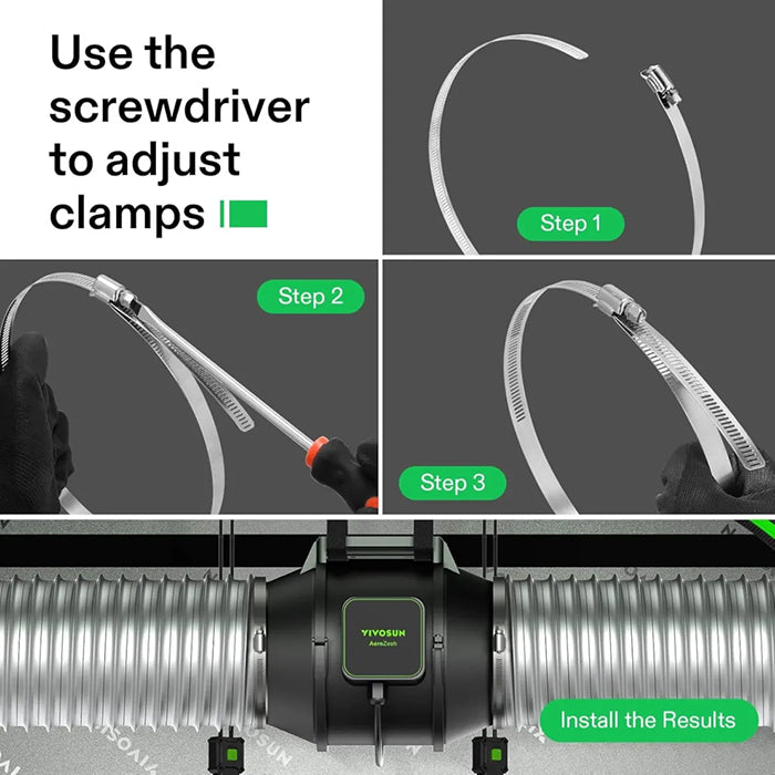 Vivosun Stainless Steel Air Ducting Clamps 8", Pack of 2