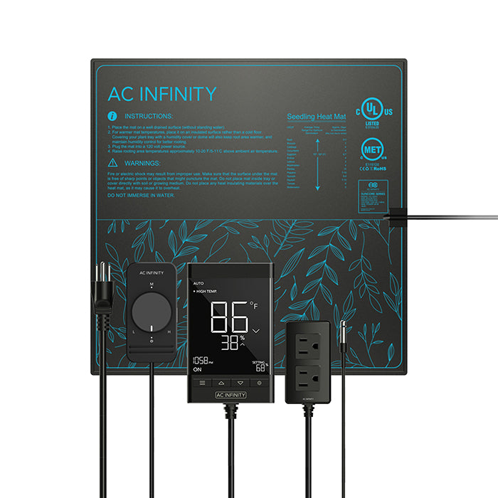 AC Infinity SUNCORE T5 Seedling Heat Mat with Digital Thermostat & Controller, 20" x 20.75"