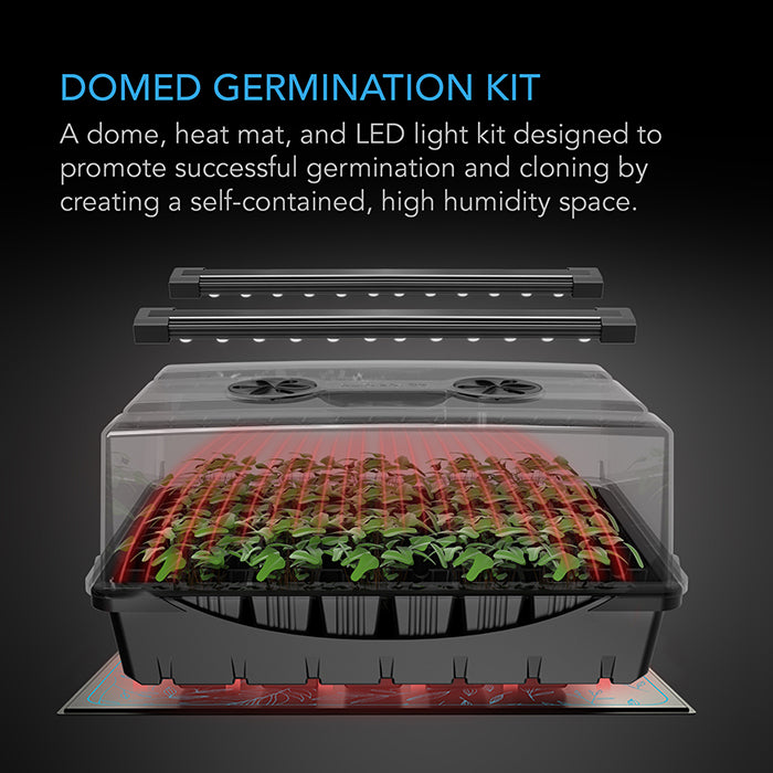 AC Infinity Germination Kit with Humidity Dome, Heat Controller and LED Grow Light Bars, 5x8 Cell Tray (40 Site)