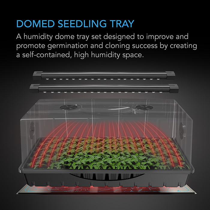 AC Infinity Germination Kit with Humidity Dome, Heat Controller and LED Grow Light Bars, 6x12 Cell Tray (72 Site)
