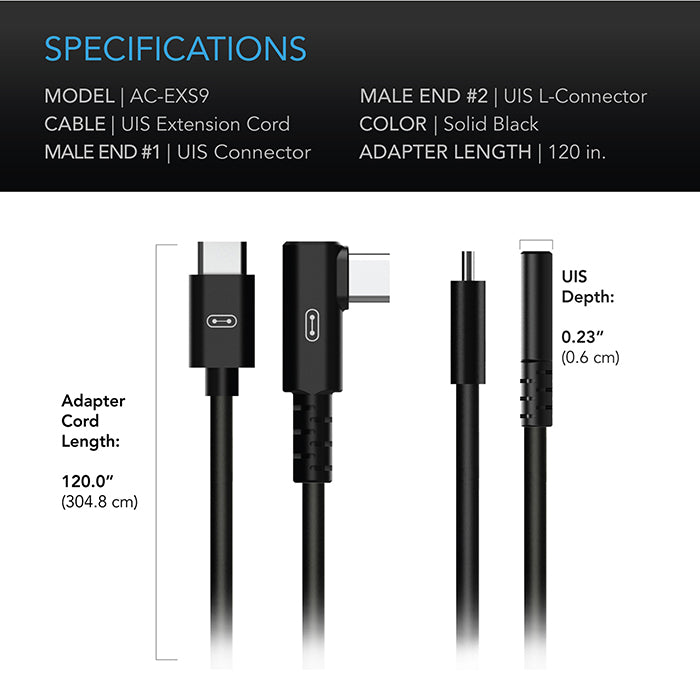 AC Infinity UIS to UIS Extension Cable, L-Shaped Male to Male, 10 ft.