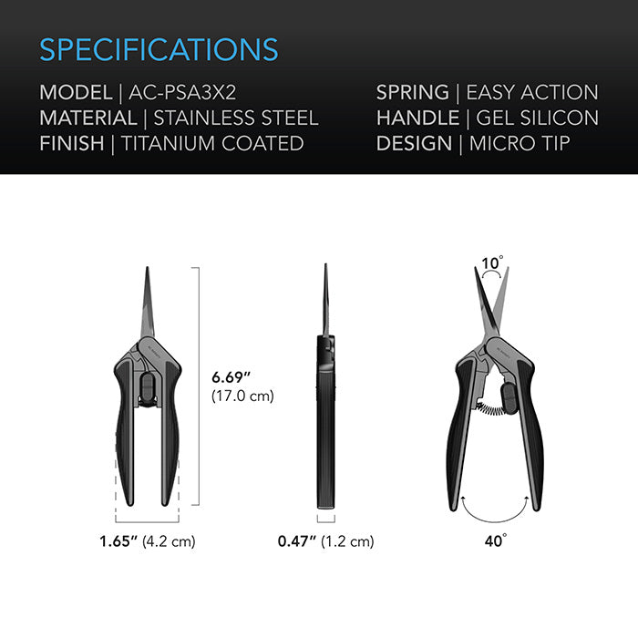 AC Infinity Stainless Steel Pruning Shear, 6.6" Blade, Pack of 2