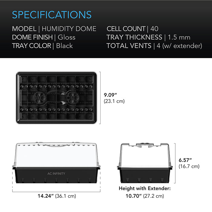 AC Infinity Propagation Kit with Humidity Dome, 5x8 Cell Tray (40 Site)