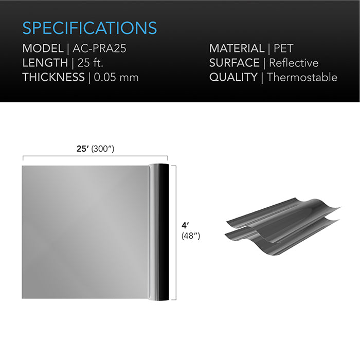 AC Infinity Reflective Mylar Film Roll, 4' x 25'