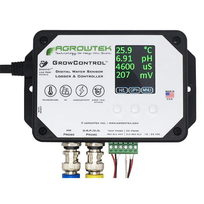 Agrowtek GrowControl MDX AgrowDose Mini Dosing Controller System With Quad Peristaltic Pumps & Temperature, pH, EC Sensors