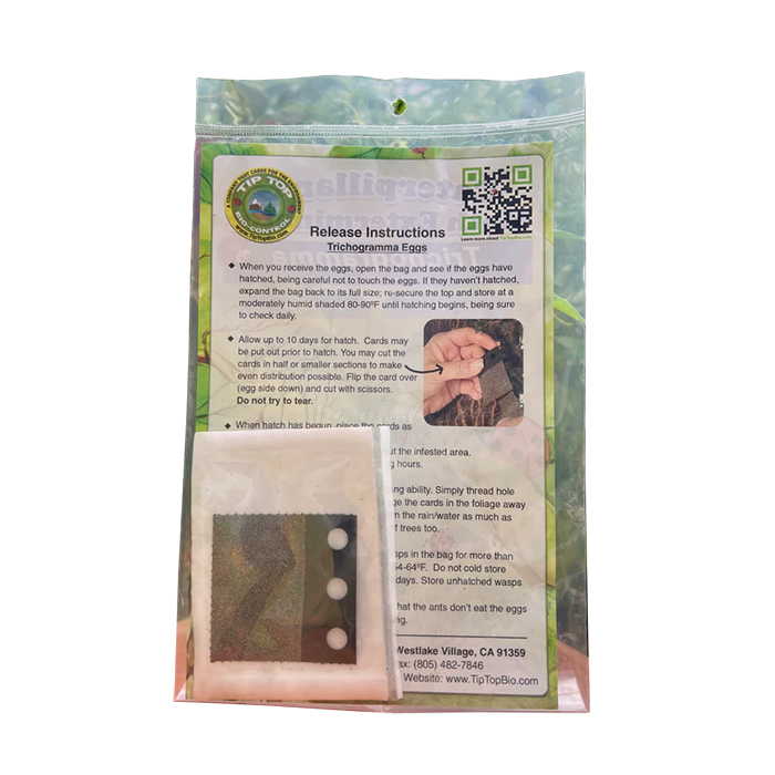Tip Top Bio-Control Platneri/Minutum, Brassicae & Pretiosum Trichogramma Mix For Caterpillar & Moth Control, Hanging Card of 10,000