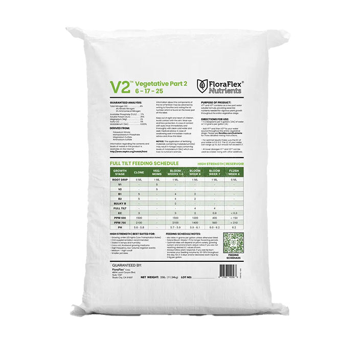 FloraFlex Nutrients V2 Vegetative Part 2, 22 lbs., Pallet of 50 Bags