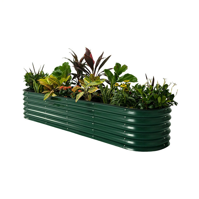 Vego Garden 17 Inch Tall 9 in 1 Modular Metal Raised Garden Bed Kit - British Green