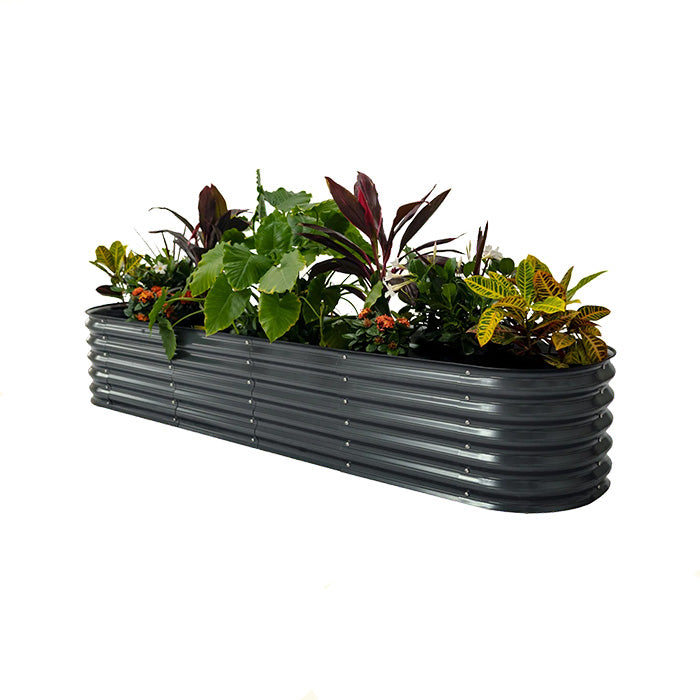 Vego Garden 17 Inch Tall 9 in 1 Modular Metal Raised Garden Bed Kit - Modern Gray