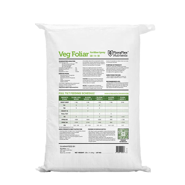 FloraFlex Nutrients Veg Foliar Fertilizer Spray, 25 lbs.
