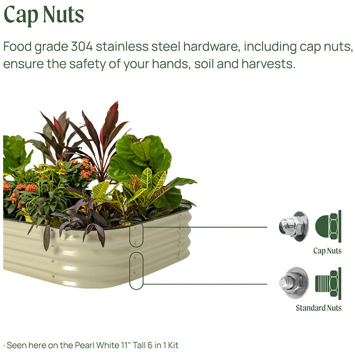 Vego Garden 11 Inch Tall 4 in 1 Modular Metal Raised Garden Bed Kit - Olive Green