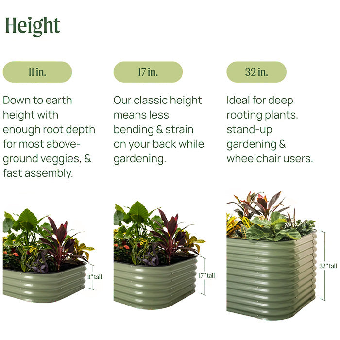 Vego Garden 17 Inch Tall 9 in 1 Modular Metal Raised Garden Bed Kit
