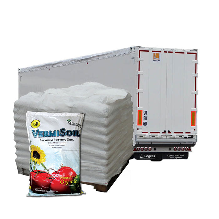 Vermicrop Organics VermiSoil Premium Potting Soil, Half Truck Load of 10 Pallets - 550 Bags Total - 1.5 Cu. Ft Bags