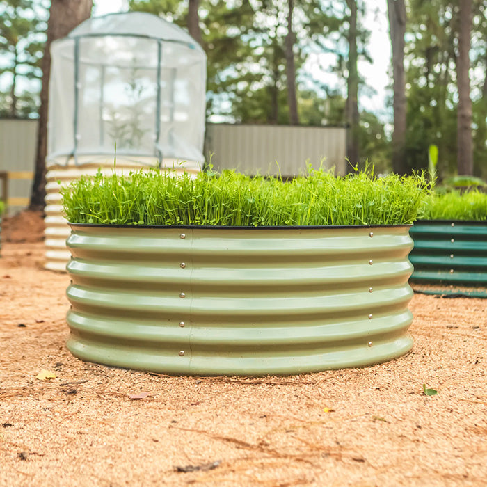 Vego Garden 17 Inch Tall 42 Wide Round Metal Raised Garden Bed - Pearl White