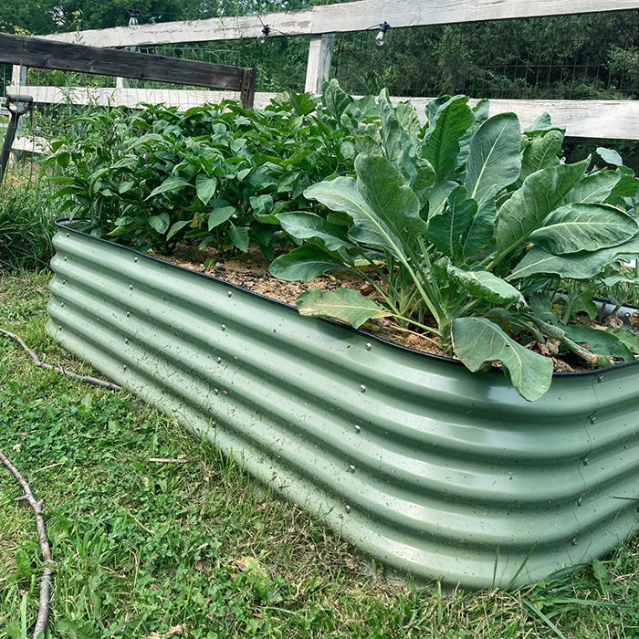 Vego Garden 17 Inch Tall 9 in 1 Modular Metal Raised Garden Bed Kit - Modern Gray