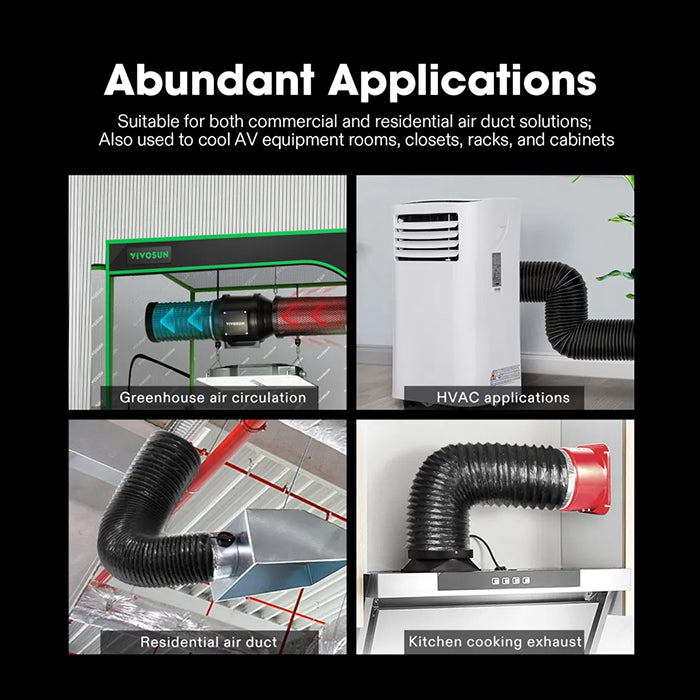 Vivosun Black Non-Insulated Flex Air Aluminum Ducting