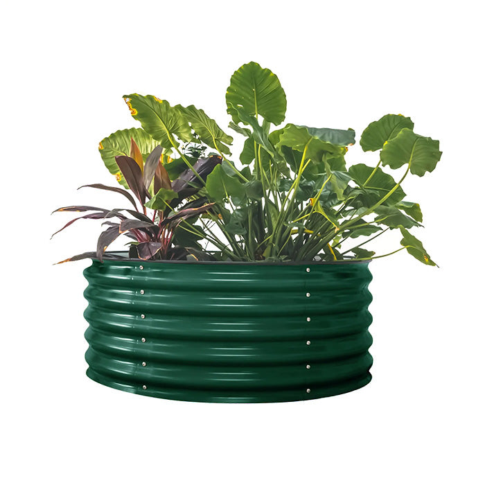 Vego Garden 17 Inch Tall 42 Wide Round Metal Raised Garden Bed - British Green