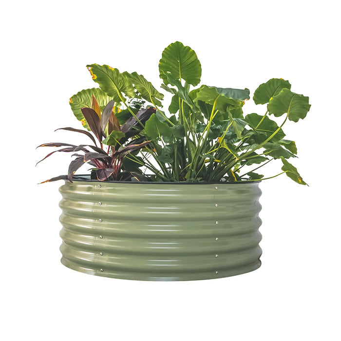Vego Garden 17 Inch Tall 42 Wide Round Metal Raised Garden Bed - Olive Green
