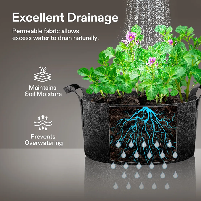 Vivosun Thick Nonwoven Fabric Pot with Handles, 100 Gallon