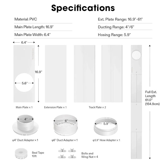 Vivosun Window Duct Kit and Portable AC Window Seal Kit