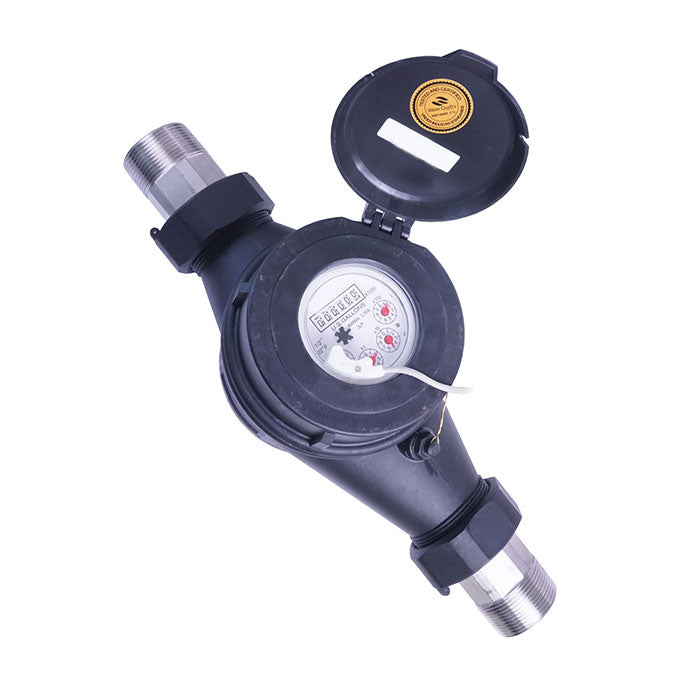 Dosatron Water Meter with Couplers, 1 Pulse per Gallon, 1.5 Inch