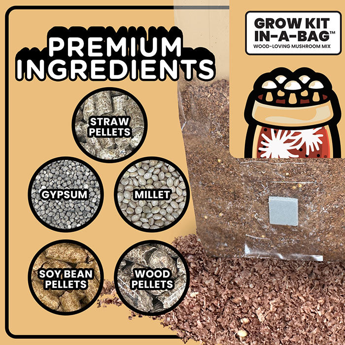 Mushroom Supplies Wood-Loving All In One Mushroom Grow Kit In-A-Bag, 3 lbs