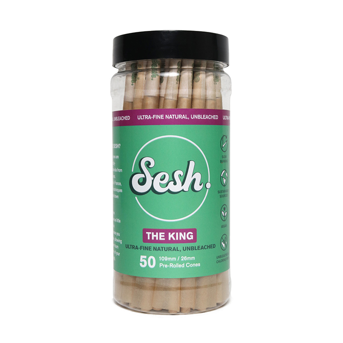 Custom Cones USA 109mm King Sesh Ultra-Fine Natural Paper Pre-Rolled Cones, 1 Gram - Pack of 50