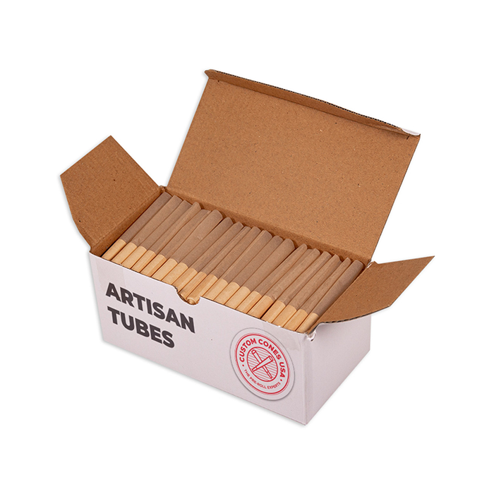 Custom Cones USA 84mm Unrefined Brown Pre-Rolled Artisan Tubes, Sprial Tip - Pack of 200