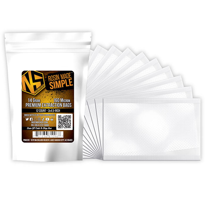 NugSmasher 14 Gram Premium Extraction Bags, 160 Micron, Pack of 12
