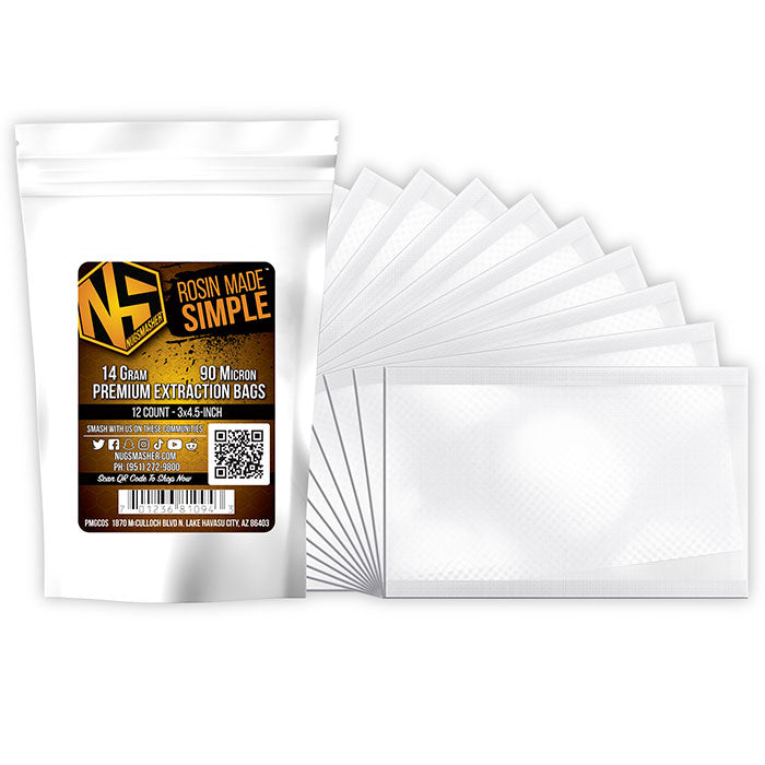 NugSmasher 14 Gram Premium Extraction Bags, 90 Micron, Pack of 12